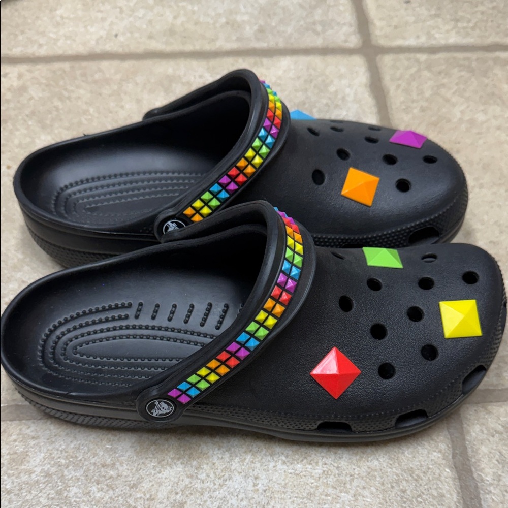 CROCS Black Mules with Colorful Studs - Picture 2 of 5